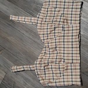 New! Hesperus Tan Plaid Crop Bra Tank Top Size Xl